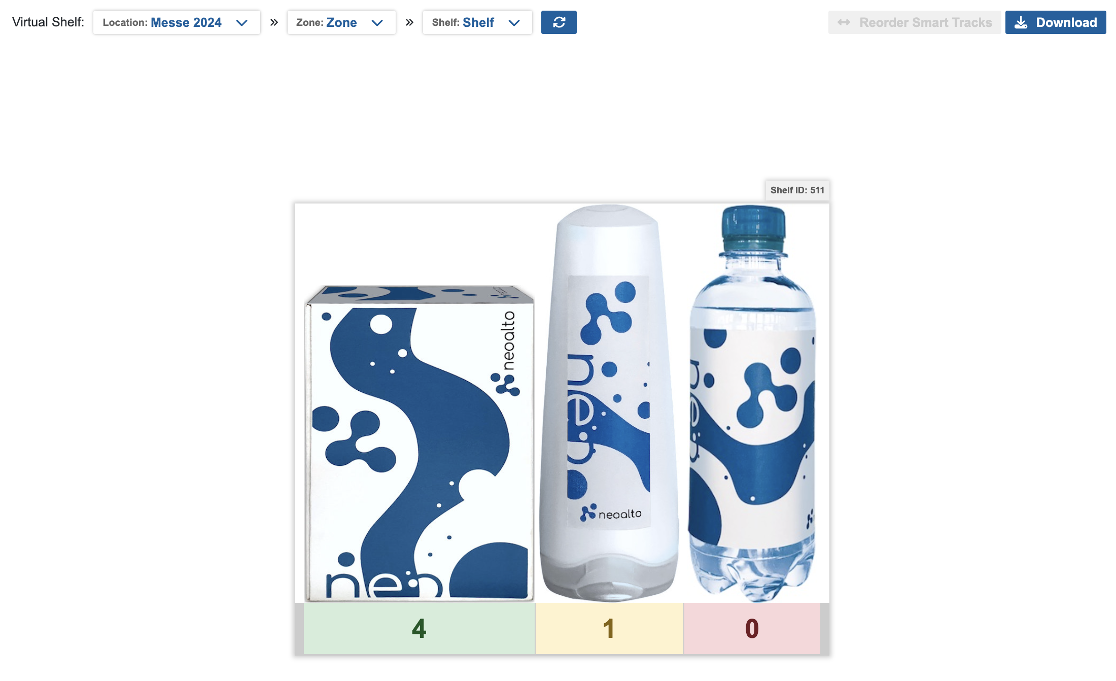 Screenshot of our virtual shelf view.